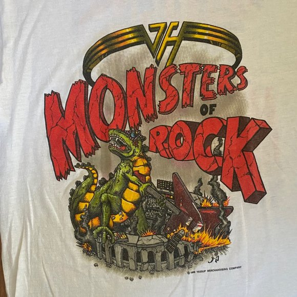 Van Halen Vintage Monsters of Rock Tour 1988 Single Stitch T-Shirt White sz XL - Picture 4 of 9